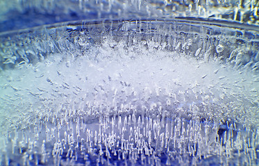 Image showing An extreme macro of an ice cube.  You can even see the rising trapped air bubbles. (14 MP camera)