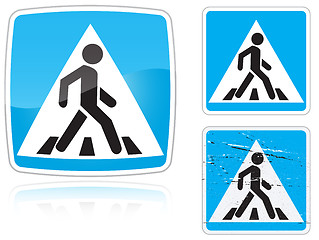 Image showing Set of variants a Crosswalk road sign