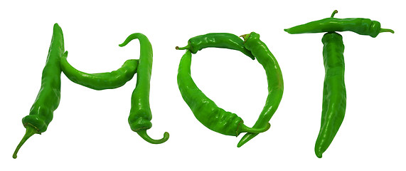 Image showing Hot text composed of green peppers