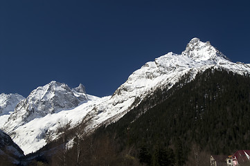 Image showing Caucasus Mountains. Village Dombay