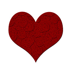 Image showing Valentines Day Heart with Red Roses Pattern