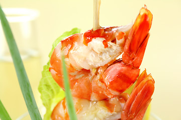 Image showing Shrimp On Skewer