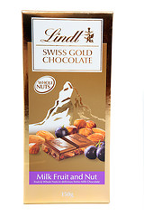 Image showing Lindt Swiss Gold Fruit and Nut Chocolate