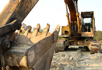 Image showing Heavy Duty Construction Equipment Parked at Worksite