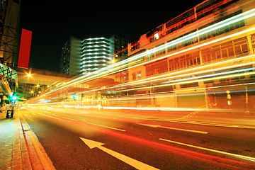 Image showing traffic downtown at night