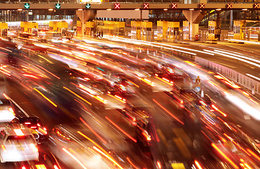 Image showing traffic downtown at night