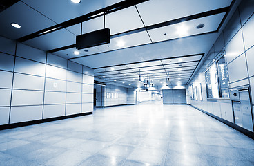 Image showing Modern architecture of large business conference center with blu