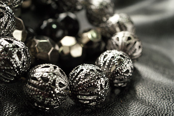 Image showing Dark Silver Bead Bracelets Detail