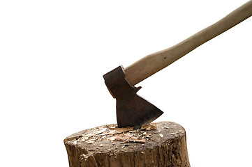 Image showing Axe and log