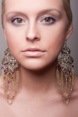 Image showing attractive girl portrait wiht ethnic earring