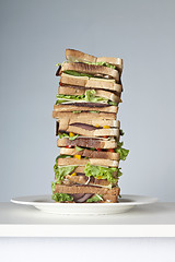 Image showing Extra large sandwich on a plate