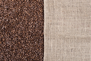 Image showing Coffee background with beans and a canvas 