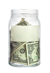 Image showing US currency in a jar