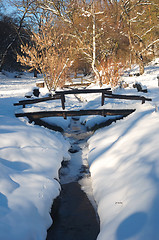 Image showing Wooden bridge and brook