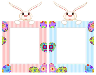 Image showing Easter Bunny with Striped Picture Frame
