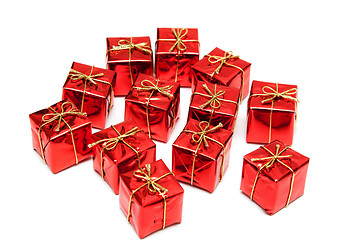 Image showing Gift red boxes