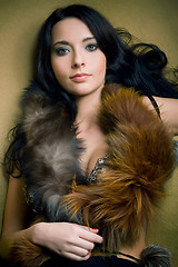 Image showing attractive glamor girl with brown boa