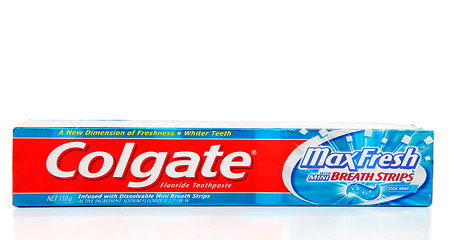 Image showing Colgate Max Fresh with Breath strips toothpaste