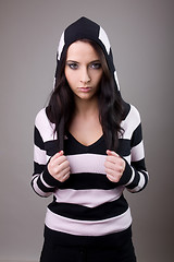 Image showing girl in stripes woolly