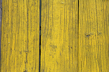 Image showing Yellow painted wooden planks