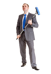 Image showing Businessman with a mop