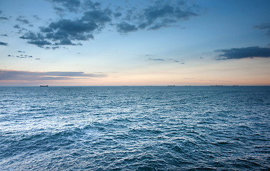 Image showing ocean waves at sunset