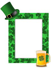 Image showing St Patricks Day Leprechaun Hat Beer Shamrock Frame