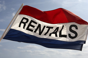 Image showing Rental flag flying in breeze
