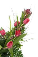 Image showing Bouquet of beautiful red tulips