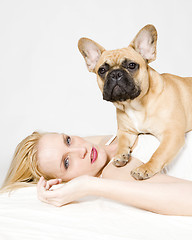 Image showing beautiful young woman with her dog