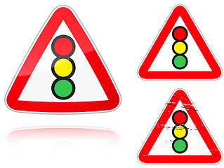 Image showing Variants a Traffic light control road sign