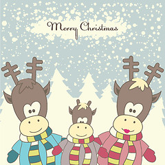 Image showing Christmas card with Reindeer. Vector illustration