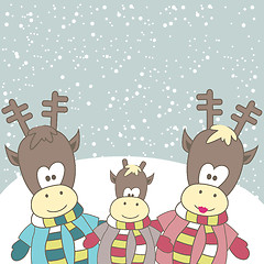 Image showing Christmas card with Reindeer. Vector illustration