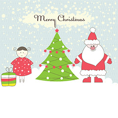 Image showing Santa and girl. Vector illustration