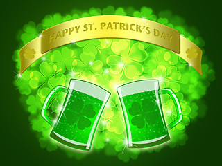 Image showing St Patricks Day Two Green Beers Banner Shamrock