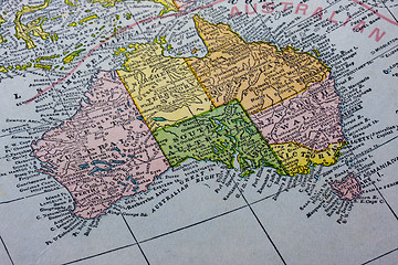 Image showing Australia with Tasmania on a vintage map
