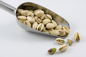 Image showing scoop of roasted and salted pistachios