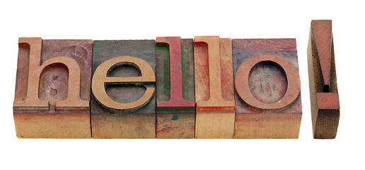 Image showing hello word in letterpress type