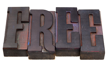 Image showing free word in letterpress type