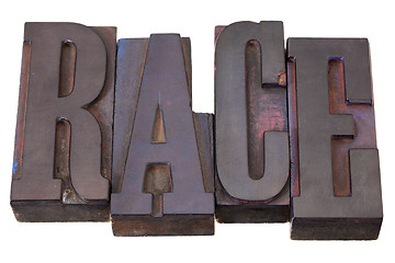 Image showing race word in letterpress type