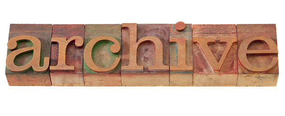 Image showing archive word in letterpress type