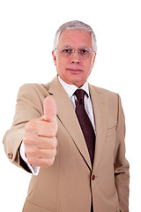 Image showing businessman with thumb raised as a sign of success