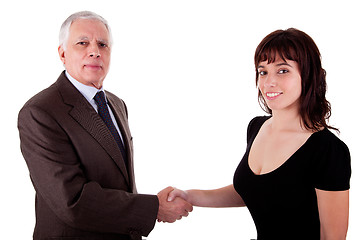 Image showing business man handshake a business woman