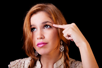 Image showing Beautiful blonde Woman thinking, having an idea