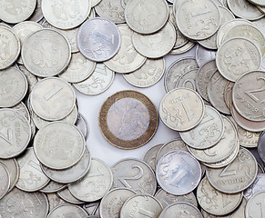 Image showing Unique coin in the centre