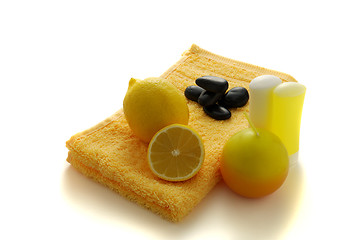 Image showing Lemon flavored SPA with pebbles