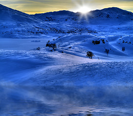 Image showing Snowy mountains