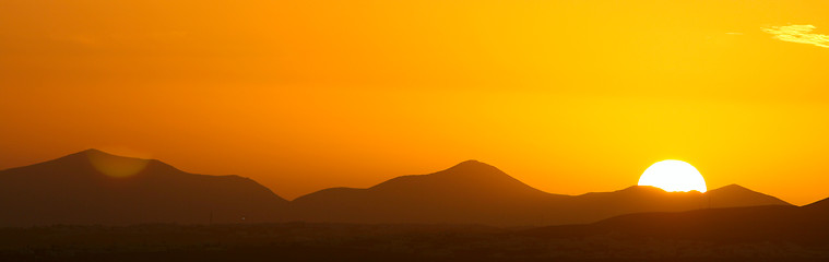 Image showing orange sunset in Lanzarote 