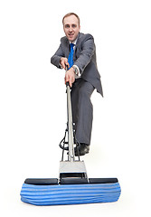 Image showing businessman with a mop