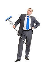 Image showing Businessman with a mop